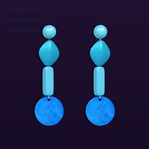 Colorblock Earrings // Blue - Picture 2 of 2